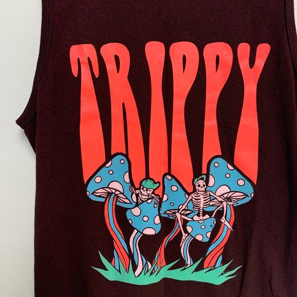 Eighty Eighty Brand Men’s Trippy Mushroom Skeleton Cotton Graphic Tank Top Small - Picture 2 of 4